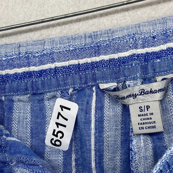 TOMMY BAHAMA Pants Womens S Santiago Striped Linen Blend Lounge Drawstring Blue - Picture 12 of 12
